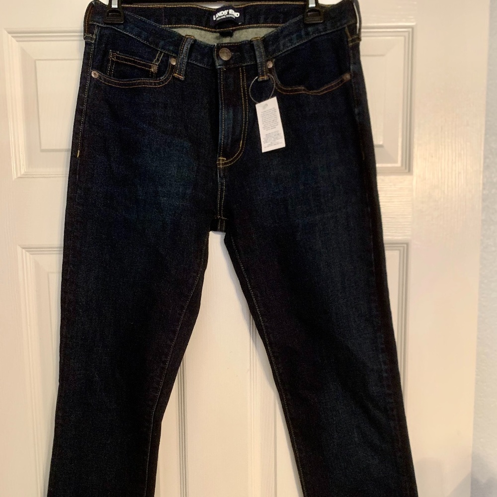 Lands’ End Men’s Slim Fit Comfort First Jeans Dark Wash 28x29